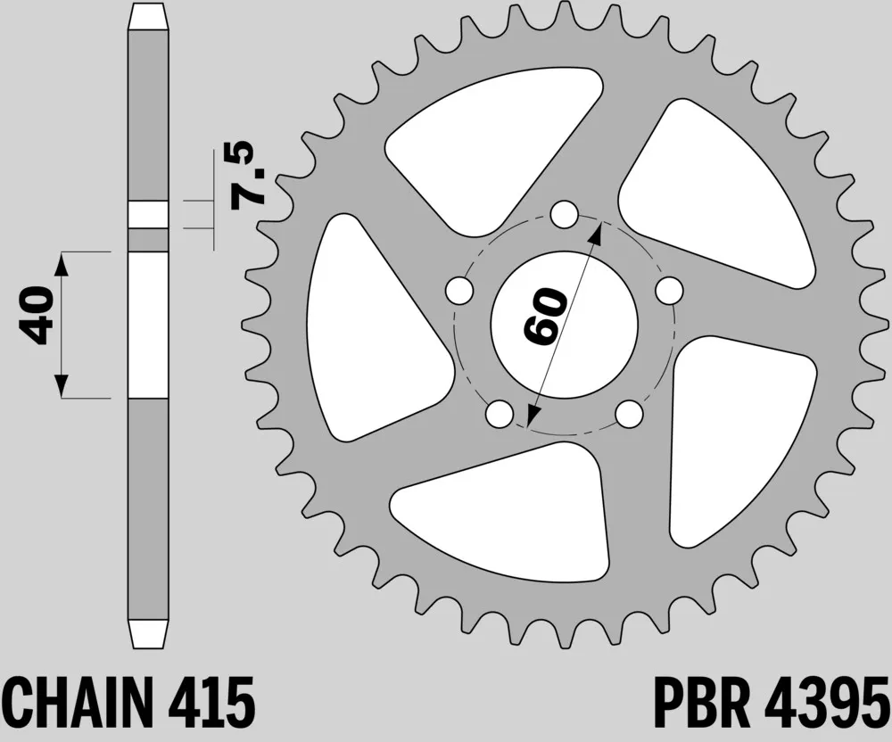214-R-4395-38TA#2.jpg. PBR Rear Sprocket 4395-38 Aluminuim - Silver