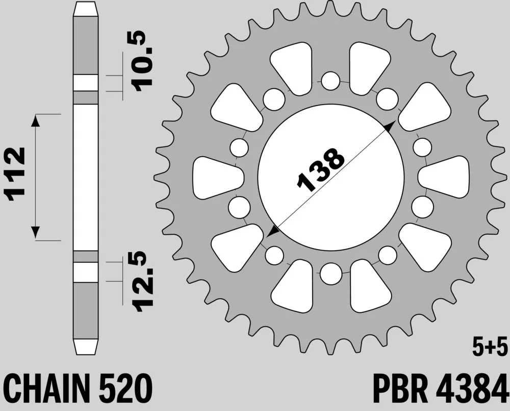 214-R-4384-50TA#2.jpg. PBR Rear Sprocket 4384-50 Aluminuim - Silver