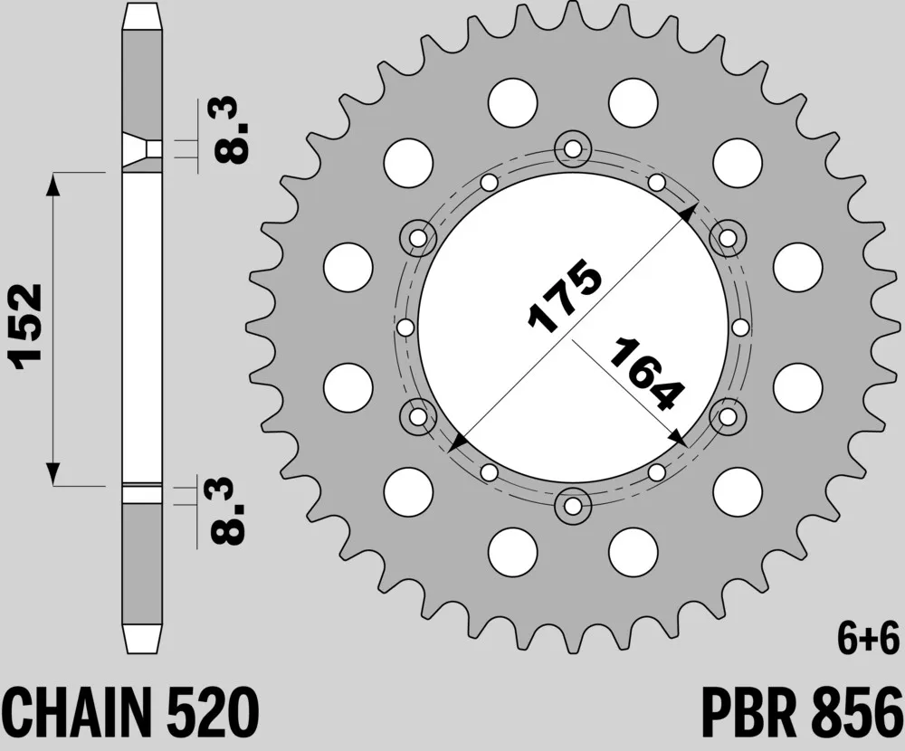 214-R-0856-50TA#2.jpg. PBR Rear Sprocket 856-50 Aluminuim - Silver