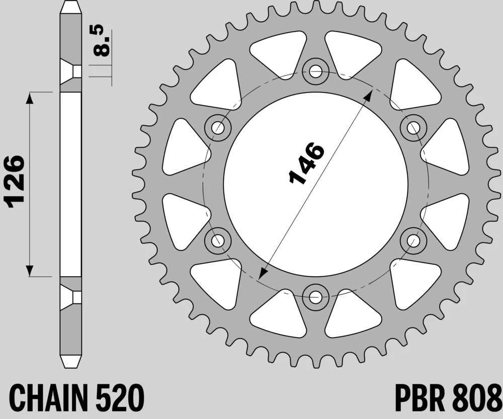 214-R-0808-47TA#2.jpg. PBR Rear Sprocket 808-47 Aluminuim - Silver