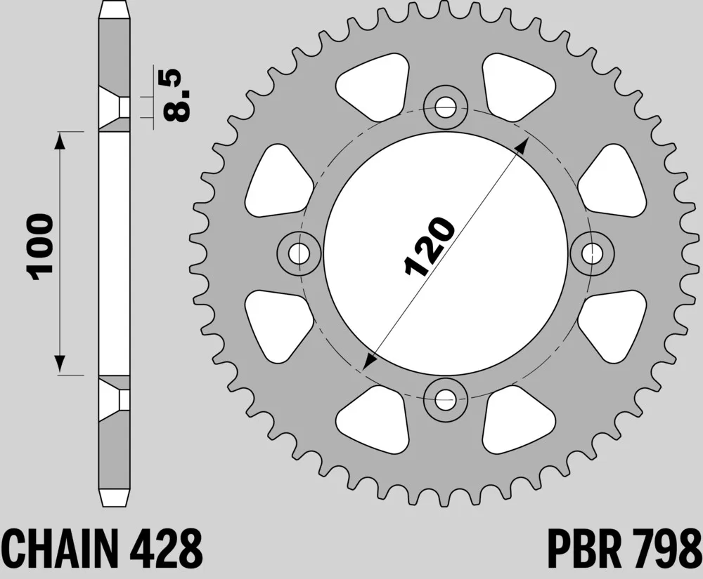 214-R-0798-47TA#2.jpg. PBR Rear Sprocket 798-47 Aluminuim - Silver