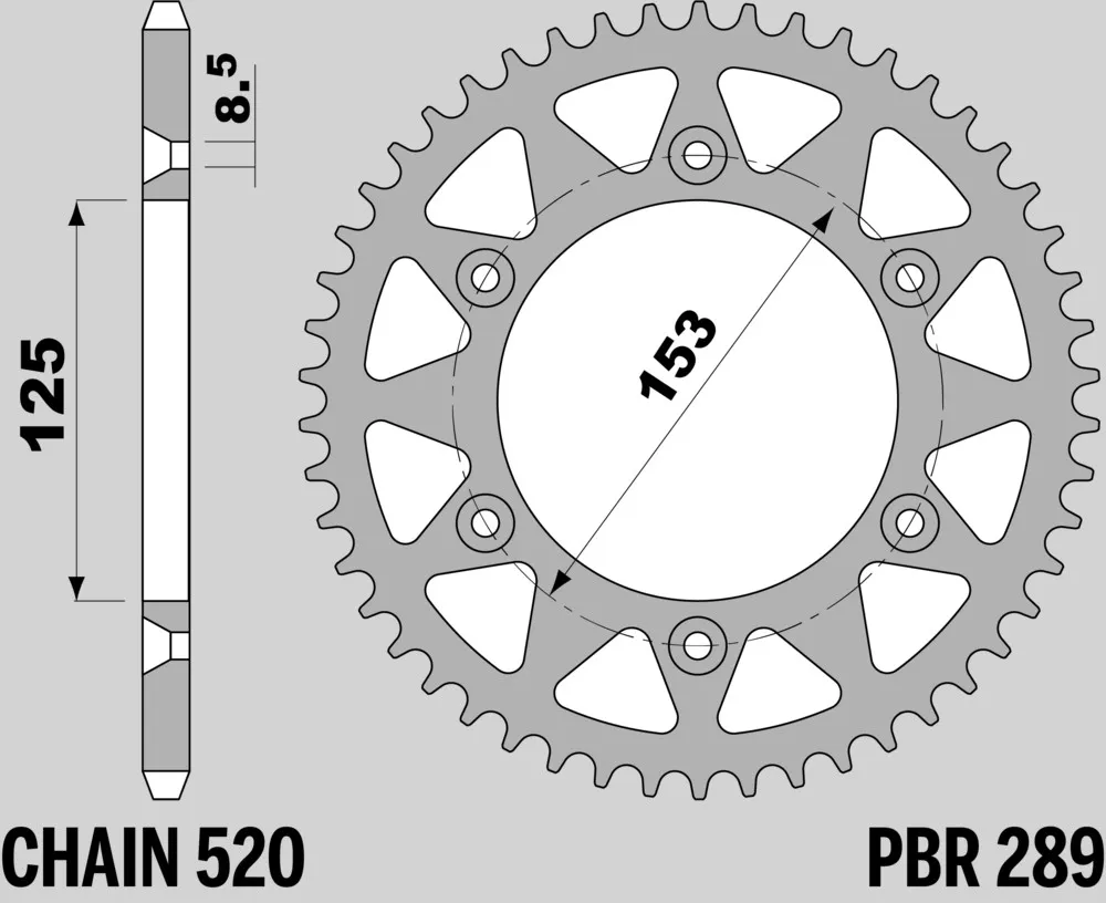 214-R-0289-46TA#2.jpg. PBR Rear Sprocket 289-46 Aluminuim - Silver