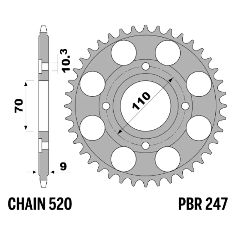 213-R-0247-35#1.jpg. PBR Rear Sprocket 247-35