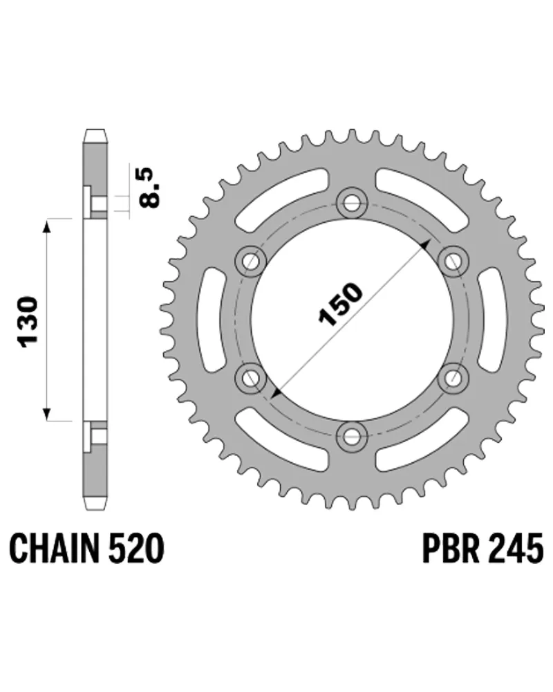 213-R-0245-49#1.jpg. PBR Rear Sprocket 245-49