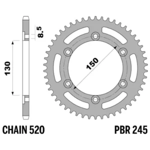 213-R-0245-39#1.jpg. PBR Rear Sprocket 245-39
