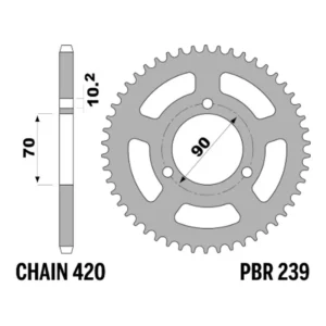 213-R-0239-45#1.jpg. PBR Rear Sprocket 239-45