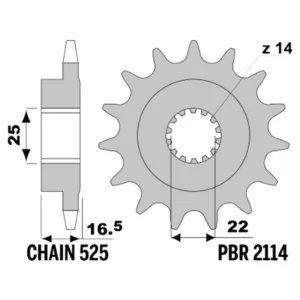 213-F-2114-14#1.jpg. PBR Front Sprocket 2114-14
