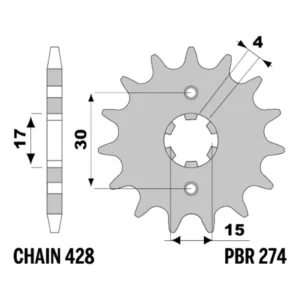 213-F-0274-15#1.jpg. PBR Front Sprocket 274-15