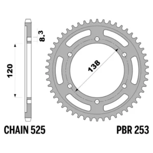 213-R-0253-42#1.jpg. PBR Rear Sprocket 253-42