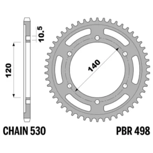 213-R-0498-46#1.jpg. PBR Rear Sprocket 498-46