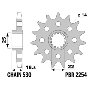 213-F-2254-15#1.jpg. PBR Front Sprocket 2254-15