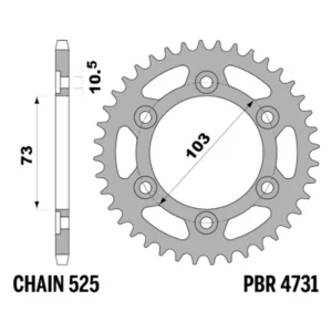 213-R-4731-43#1.jpg. PBR Rear Sprocket 4731-43