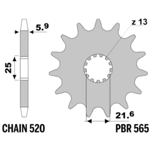 213-F-0565-17#1.jpg. PBR Front Sprocket 565-17