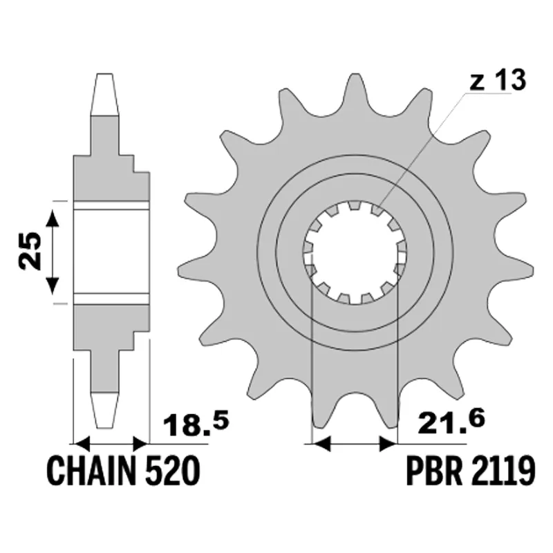 213-F-2119-14#1.jpg. PBR Front Sprocket 2119-14