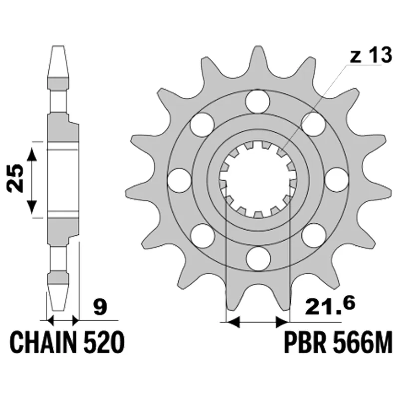 213-F-0566M-16#1.jpg. PBR Front Sprocket 566M-16
