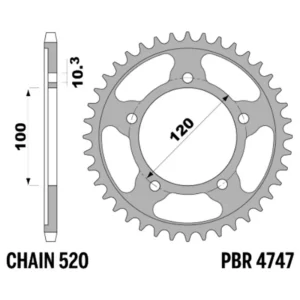 213-R-4747-43#1.jpg. PBR Rear Sprocket 4747-43 Tempered