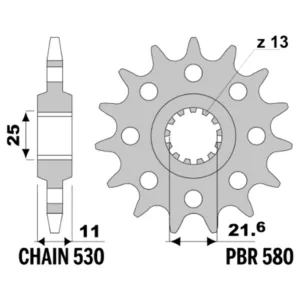 213-F-0580-16#1.jpg. PBR Front Sprocket 580-16