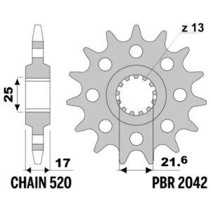 213-F-2042-15#1.jpg. PBR Front Sprocket 2042-15