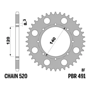 213-R-0491-43#1.jpg. PBR Rear Sprocket 491-43