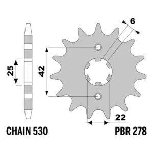 213-F-0278-16#1.jpg. PBR Front Sprocket 278-16