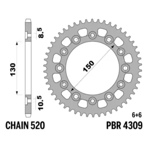 213-R-4309-42#1.jpg. PBR Rear Sprocket 4309-42