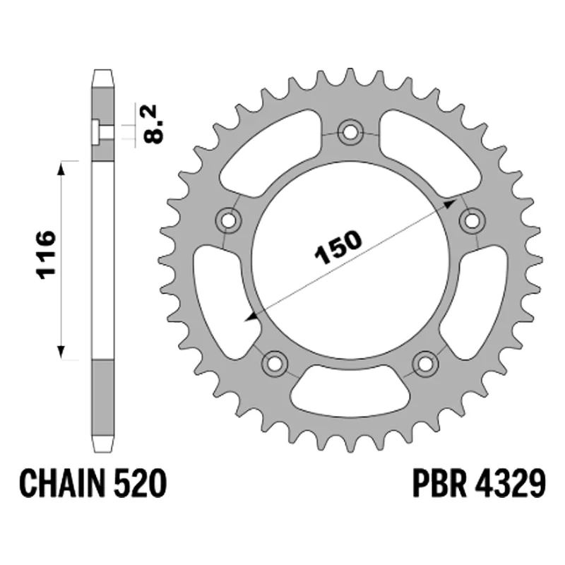 213-R-4329-42#1.jpg. PBR Rear Sprocket 4329-42