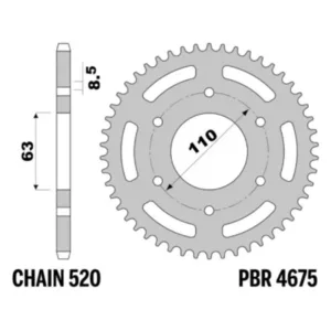 213-R-4675-45#1.jpg. PBR Rear Sprocket 4675-45