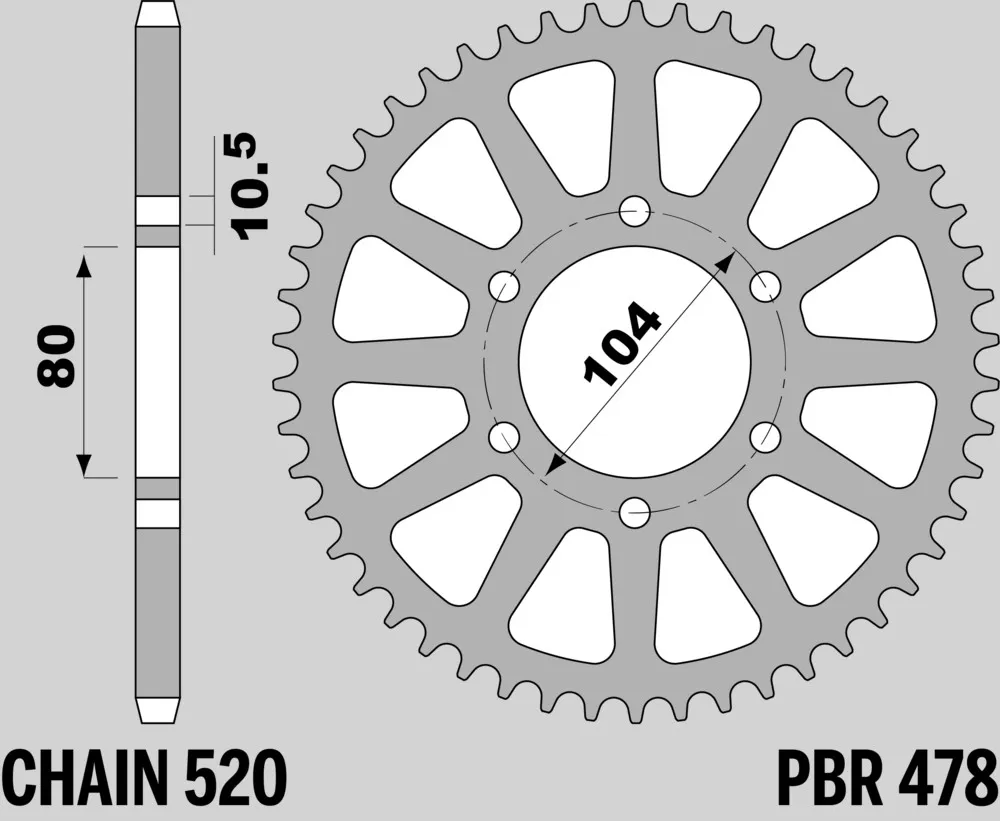 214-R-0478-40TA#2.jpg. PBR Rear Sprocket 478-40 Aluminuim - Silver