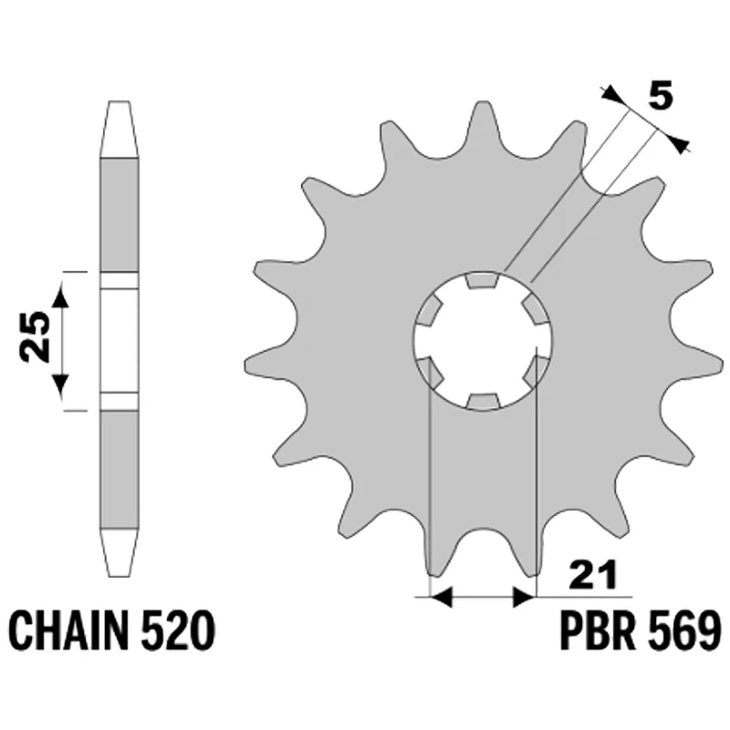 213-F-0569-12#1.jpg. PBR Front Sprocket 569-12