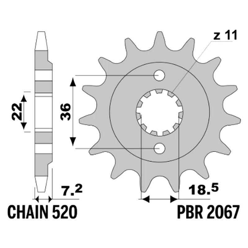 213-F-2067-14#1.jpg. PBR Front Sprocket 2067-14