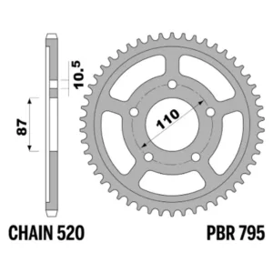 213-R-0795-39#1.jpg. PBR Rear Sprocket 795-39