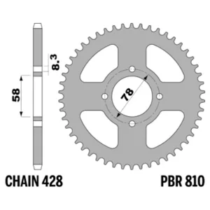 213-R-0810-42#1.jpg. PBR Rear Sprocket 810-42