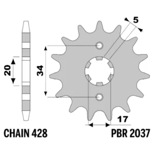 213-F-2037-17#1.jpg. PBR Front Sprocket 2037-17