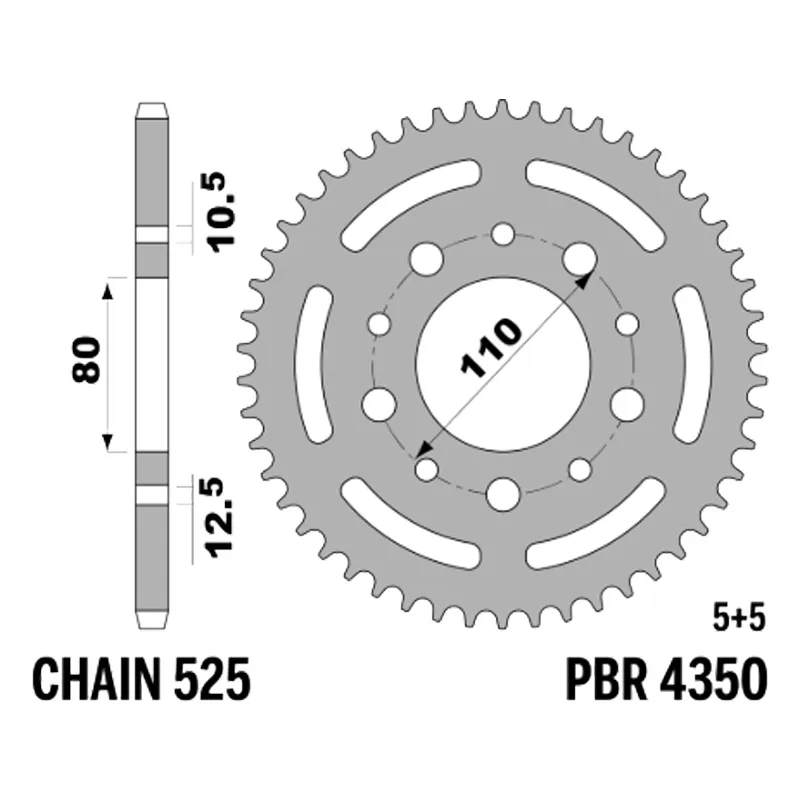 213-R-4350-45#1.jpg. PBR Rear Sprocket 4350-45