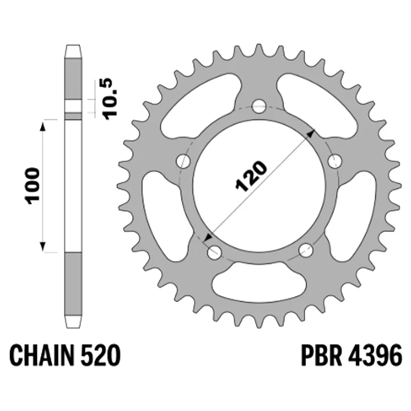 213-R-4396-46#1.jpg. PBR Rear Sprocket 4396-46