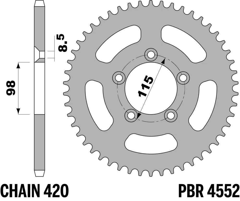 214-R-4552-48TA#2.png. PBR Rear Sprocket 4552-48 Aluminuim - Silver