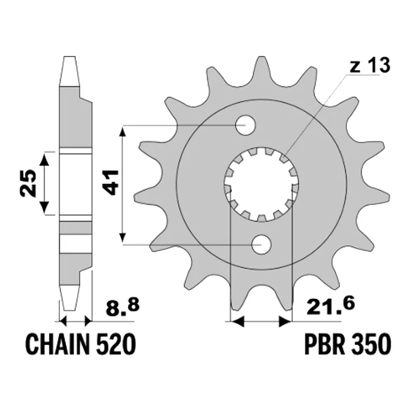 213-F-0350-16#1.jpg. PBR Front Sprocket 350-16