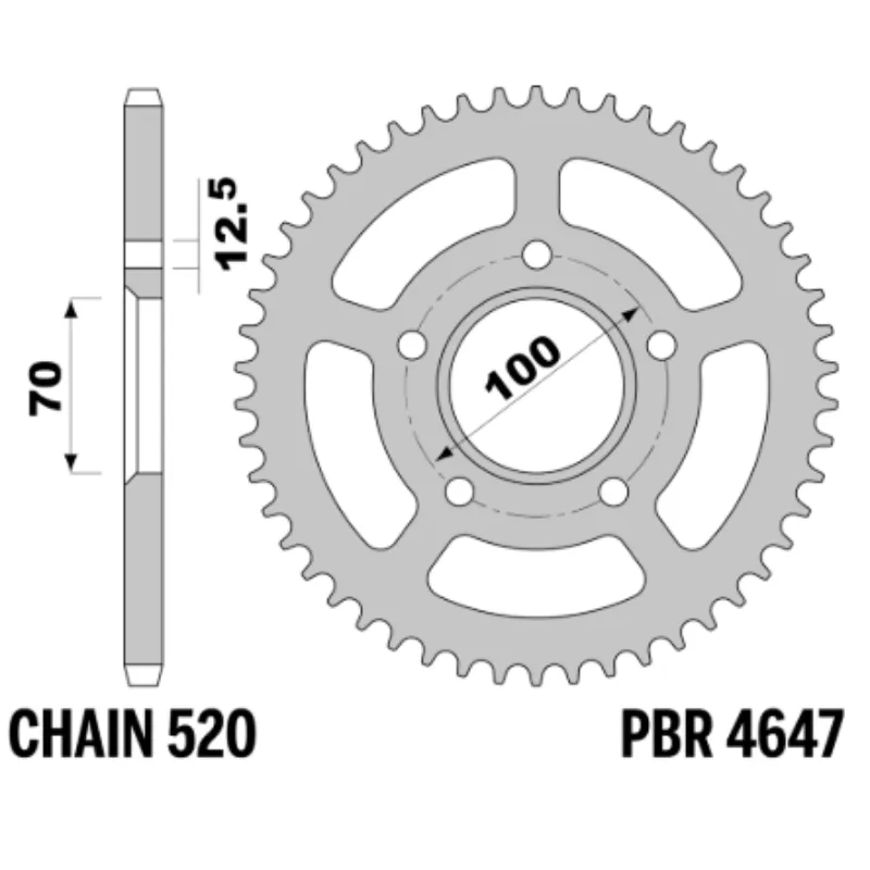 4647. PBR Rear Sprocket 4647-47 Aluminuim - Silver
