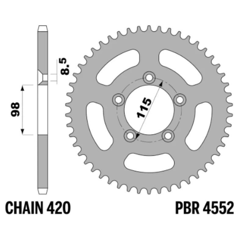 4552. PBR Rear Sprocket 4552-49 Aluminuim - Silver