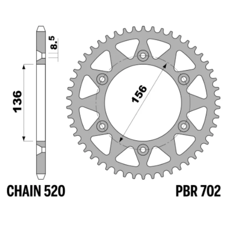 702. PBR Rear Sprocket 702-51 Aluminuim - Silver